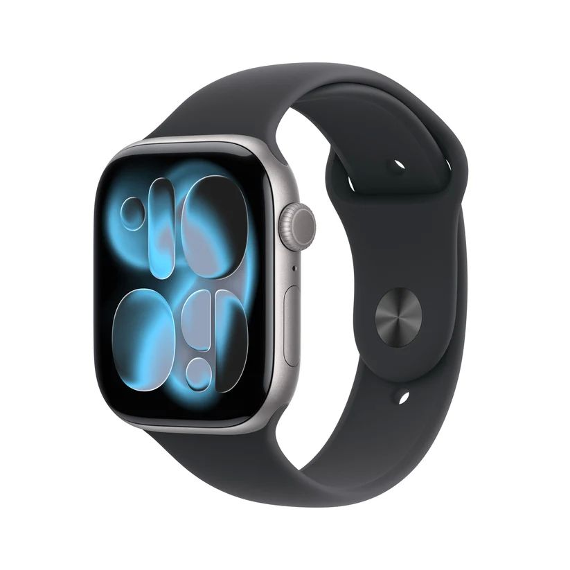 Apple Watch Series 11 GPS 46 mm Carcasă din aluminiu gri spațial cu brățară sport neagră - S/M