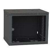 Dulap montat pe perete Z-Cube 12U/600/600, ușă din sticlă, panou lateral detasabil, RAL 9005 (construcție sudată - capacitate 60kg)