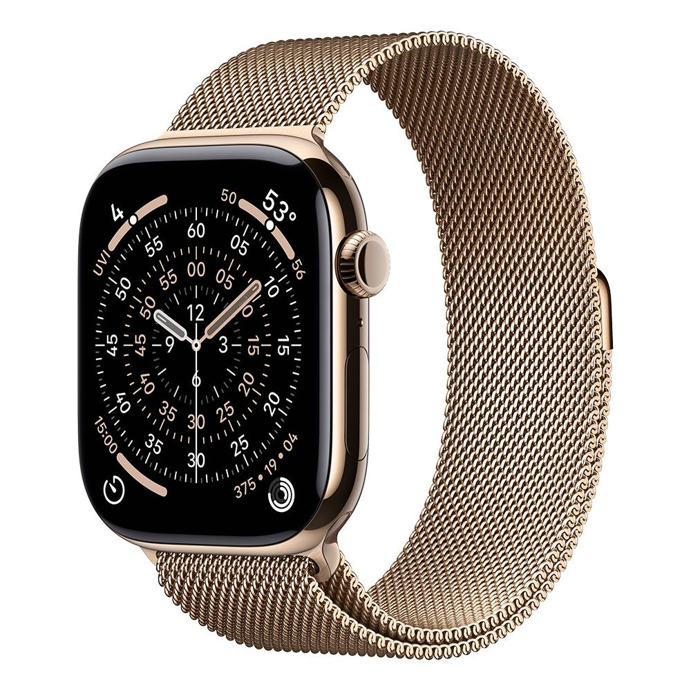 Apple Watch S11 Cellular 46mm Gold Titanium Case with Gold Milanese Loop - S/M