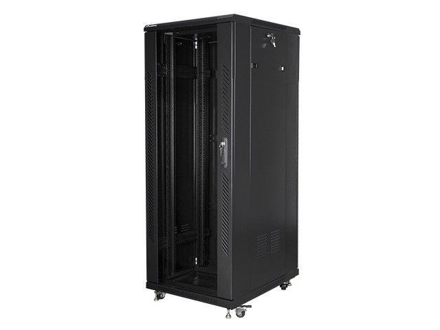 Dulap Vertical 42/600/600, Ușă din Sticlă, Panou Posterior din Oțel, RAL 9005 Negru (Construcție Montată – Capacitate 1000 kg)