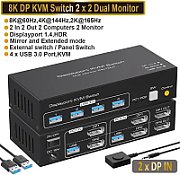 KVM Switch  2-port  4K  4xDP IN  2xDP OUT