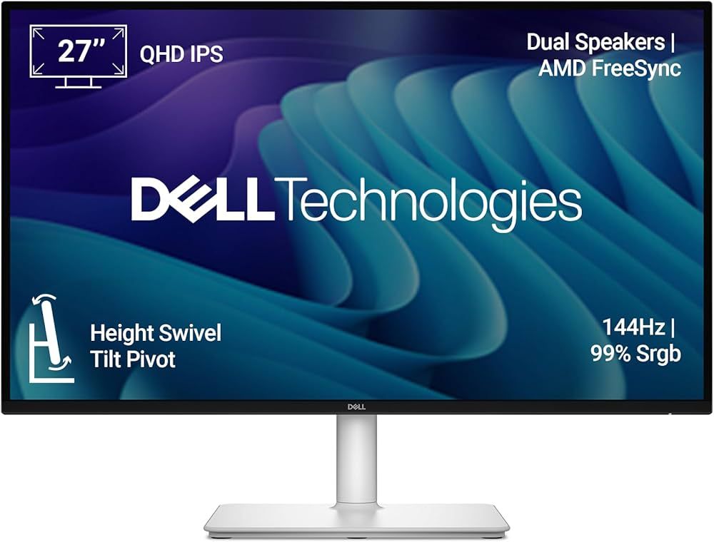 Dell 27 Plus QHD USB-C Monitor - S2725DC 27  QHD 2560x1440 144Hz, AMD FreeSync, 99% sRGB (CIE 1931), 109 PPI, 16:9, IPS, AG, 350 cd/m2, 1500:1, 178/178, 1ms/4ms/5ms/8ms, HDMI, DP, USB, Dual 3W speakers, Height, Swivel, Tilt, Pivot