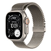 Apple Watch Ultra 3 Cellular 49mm Natural Titanium Case with Natural Titanium Milanese Loop - Large