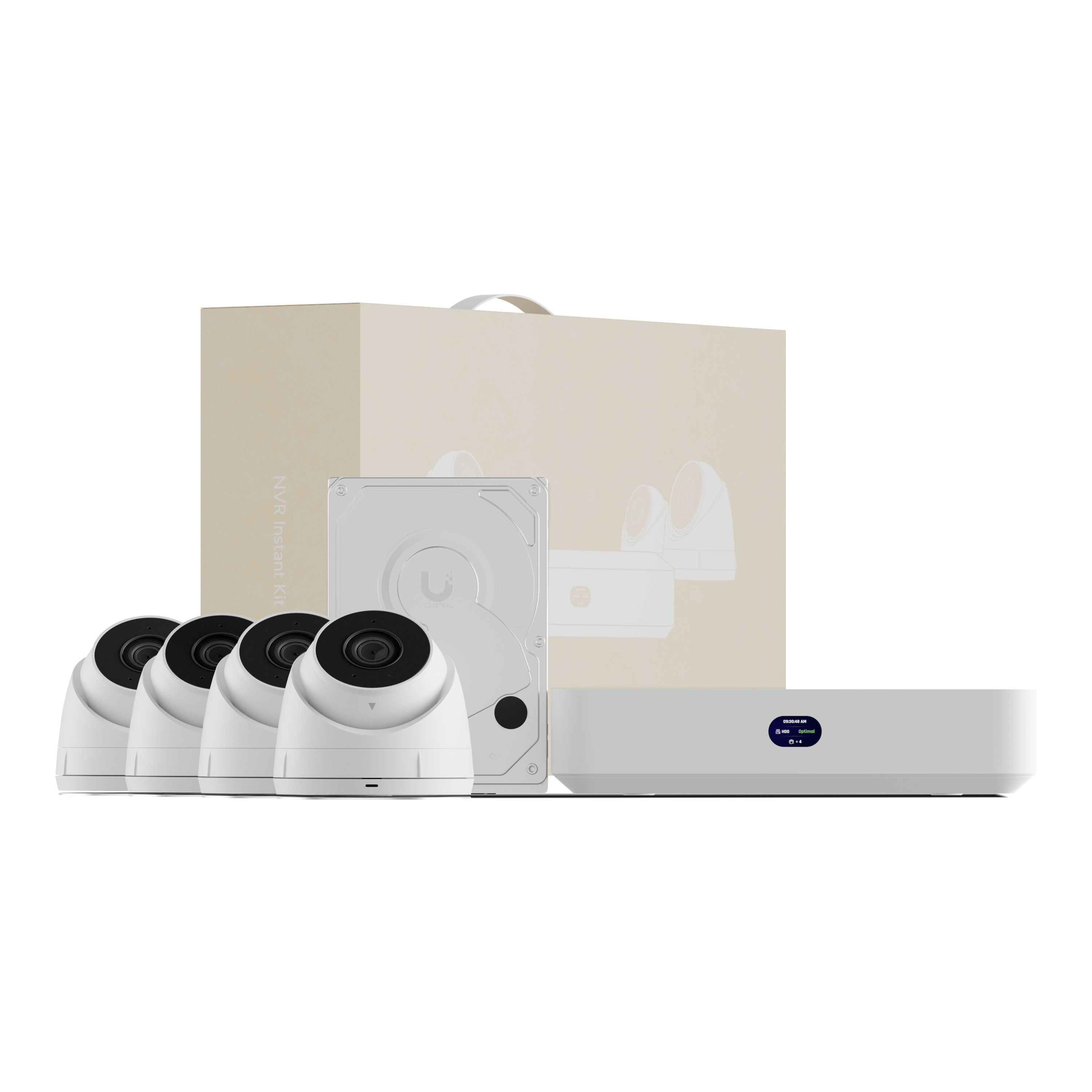 Ubiquiti UniFi UNVR-Instant-KIT-EU Compact Protect NVR Kit, includes (1) UniFi Protect NVR Instant with (4) G5 Turret Ultra cameras and (1) 1TB HDD, delivering an all-in-one solution for fast and effortless setup