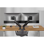 Braț dublu de birou cu clemă și arc mecanic 2x LCD max. 45  2x 20 kg, VESA: 75x75, 100 x100, negru