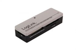 CARD READER extern LOGILINK, interfata USB 2.0, citeste/scrie: SD, micro SD, MMC, MS; plastic, alb-negru, 