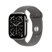 Apple Watch Series 11 GPS + Cellular 46mm Carcasă din Titan Natural cu Brățară Sport în Culoarea Gri Pietros - M/L
