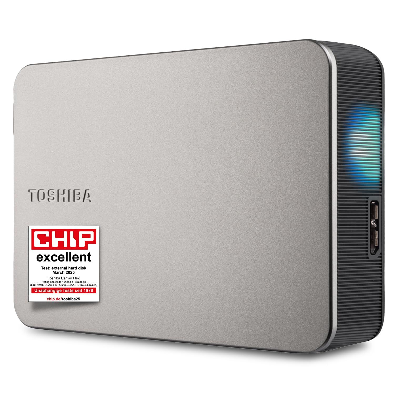 HDD Extern TOSHIBA CANVIO Flex 4TB, 2.5 , USB 3.2 Gen1 (5Gbit/s), includes USB-A and USB-C cables, Warm Silver, 212g