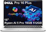 Laptop Dell Pro 16 Plus PB16250, 16 inch 1920 x 1200, Intel 236V (8 C / 8 T, 2.1 GHz - 4.7 GHz, 8 MB cache), 16 GB RAM, 1 TB SSD, Intel Graphics, Windows 11 Pro
