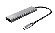 Hub Trust Halyx Cardreader, 3 porturi USB 3.2, gri