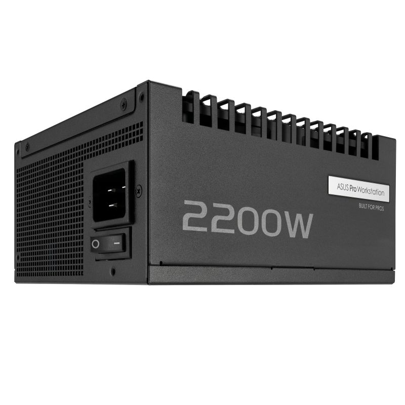 ASUS Pro WS 2200W Platinum. Total power: 2200 W, AC input voltage: 200 - 240 V, Power Factor Correction (PFC) type: Active. Motherboard power connector: 20+4 pin ATX, Motherboard power cable length: 61 cm, SATA power cable length: 120,400 mm. Purpose: PC, Power supply unit (PSU) form factor: ATX, 80