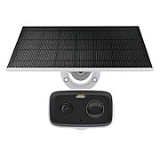 Solar-Powered Security Camera Kit 1 × Tapo C400, 1 × Tapo A201C SPEC:1080p (1920*1080), 2.4 GHz, Solar panel (5.2V, 2.5W) FEATURE: Non-Stop Power, Flexible Solar Installation, Smart Detection and Notifications (motion, people), Color Night Vision, Sound and Light Alarm, Remote Control, Two-Way