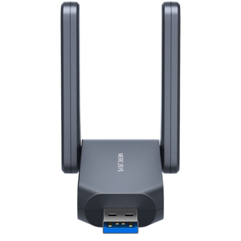 BE6500 High Gain Wi-Fi 7 USB Adapter SPEED: 688 Mbps at 2.4 GHz + 2882 Mbps at 5 GHz + 2882 Mbps at 6 GHz SPEC: 2× High Gain External Antenna, USB 3.0, 4096-QAM FEATURE: Wi-Fi 7, MU-MIMO, OFDMA, Beamforming, WPA3
