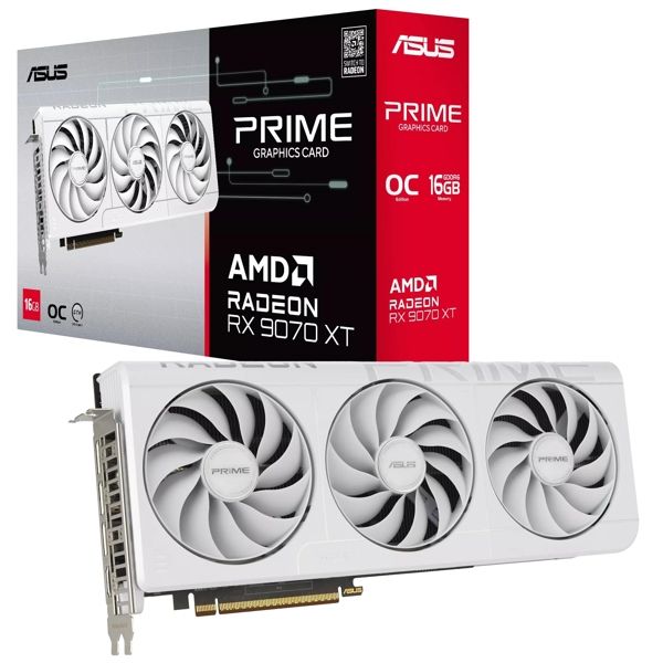 ASUS VGA 16GB RX9070XT PRIME OC WHITE 3xDP/HDMI PRIME-RX9070XT-O16G-WHITE