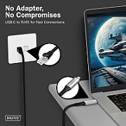 Cablul adaptor USB-C la RJ45 Cat. 6A S/FTP, 1 Gbit/s, USB 3.2 Gen1, LSZH, 15 m