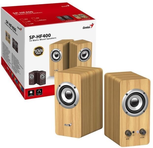 BOXE GENIUS 2.0, RMS: 10W (2 x 5W), bass control, mufa casti, Line-in 3.5mm, pine wood,  SP-HF400   31730058401  (timbru verde 4.00 lei)