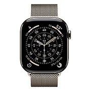 Apple Watch Series 11 GPS + Cellular 46mm Carcasă din Titan Natural cu Brățară Milanese Naturală - S/M