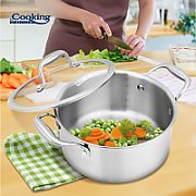 SEMIOALA INOX+CAPAC STICLA 20x10CM, 2.8L, ATOMIC3, COOKING BY HEINNER