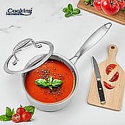 CASEROLA INOX+CAPAC STICLA 16x8.5CM,1.6L, ATOMIC3, COOKING BY HEINNER