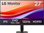 Monitor LG 27  27U41YA-B.AEUQ, Diagonal (inch): 27, Diagonal (cm): 68, Aspect ratio: 16:9, Panel: IPS, Resolution: 1920x1080, Refresh Rate: 120Hz, Response time GtG: 5ms, Brightness (max): 220 cd/m², Contrast (static) : 1500:1, Viewing angle: 178/178, Color Gamut Type: sRGB, Color Gamut Coverage