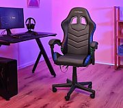 Scaun gaming Trust GXT 704 Roniq RGB, 5 roti, gas lift clasa 3, ajustabil pe inaltime, material PU leather, greutate maxima suportat 110 kg, negru