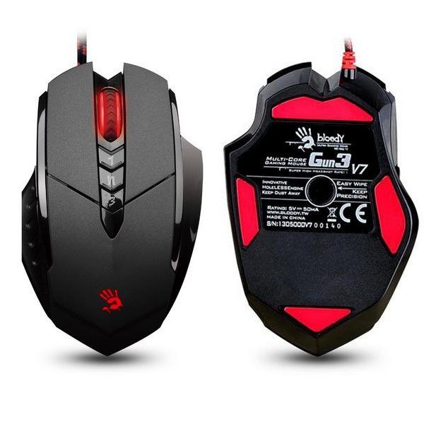 MOUSE A4tech,  Bloody V7M , gaming, cu fir, USB, optic, 3200 dpi, butoane/scroll 8/1, iluminare, butoane programabile, negru,  V7M  (include TV 0.15 lei)