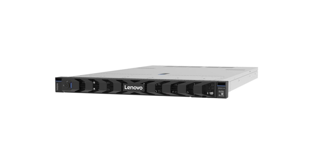 Server Lenovo ThinkSystem SR630 V4, Rack 1U, Intel Xeon 6505P (12 C / 24 T, 2.20 GHz - 4.10 GHz, 48 MB cache, 150 W), 32 GB DDR5 ECC, 2 x 960 GB SSD, 8 x SFF, Lenovo 940-8i, 2 x 800 W