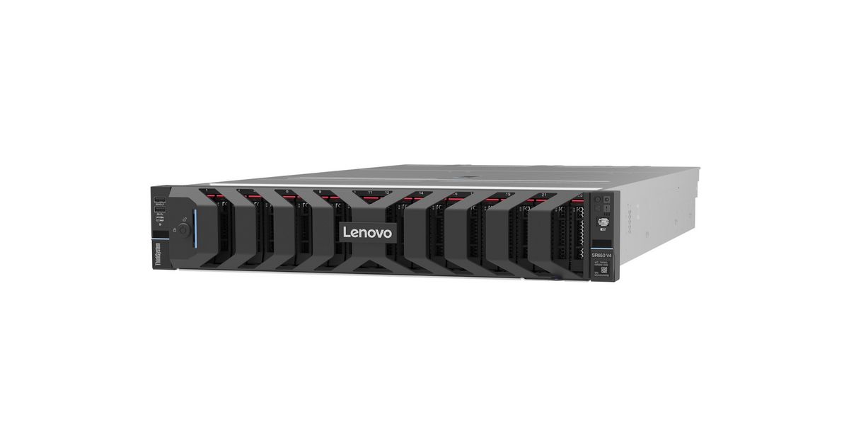 Server Lenovo ThinkSystem SR650 V4, Rack 2U, Intel Xeon 6505P (12 C / 24 T, 2.20 GHz - 4.10 GHz, 48 MB cache, 150 W), 32 GB DDR5 ECC, Lenovo 9350-8i, 2 x 800 W