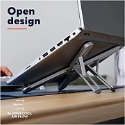 Stand laptop Trust Macy Foldable, ajustabil pe inaltime: 7 trepte, , dimensiune maxima laptop 17 , greutate maxima suportata 20kg, material aluminiu