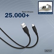 Cablu de alimentare din silicon USB-A la USB-C, USB 2.0 60W, 0,5m, negru