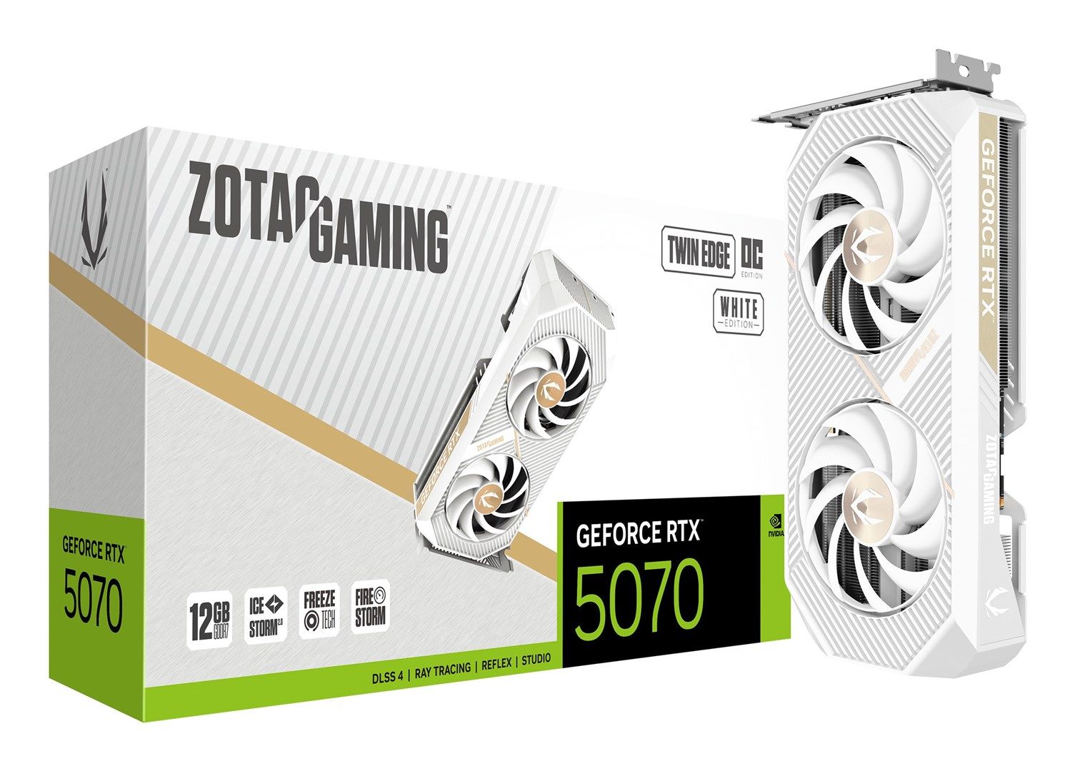 Placa video ZOTAC GeForce RTX 5070 Twin Edge OC White Edition 12 GB GDDR7 192 bit