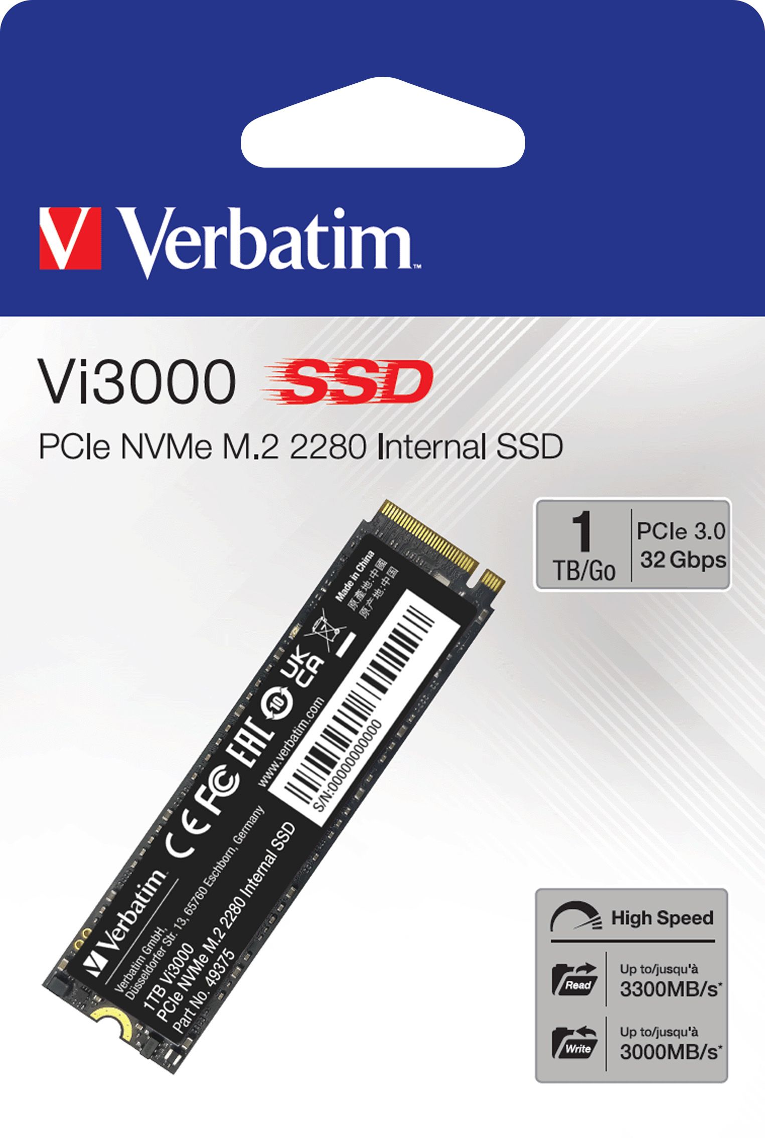 SSD Verbatim Vi3000 PCle NVMe 1TB M.2