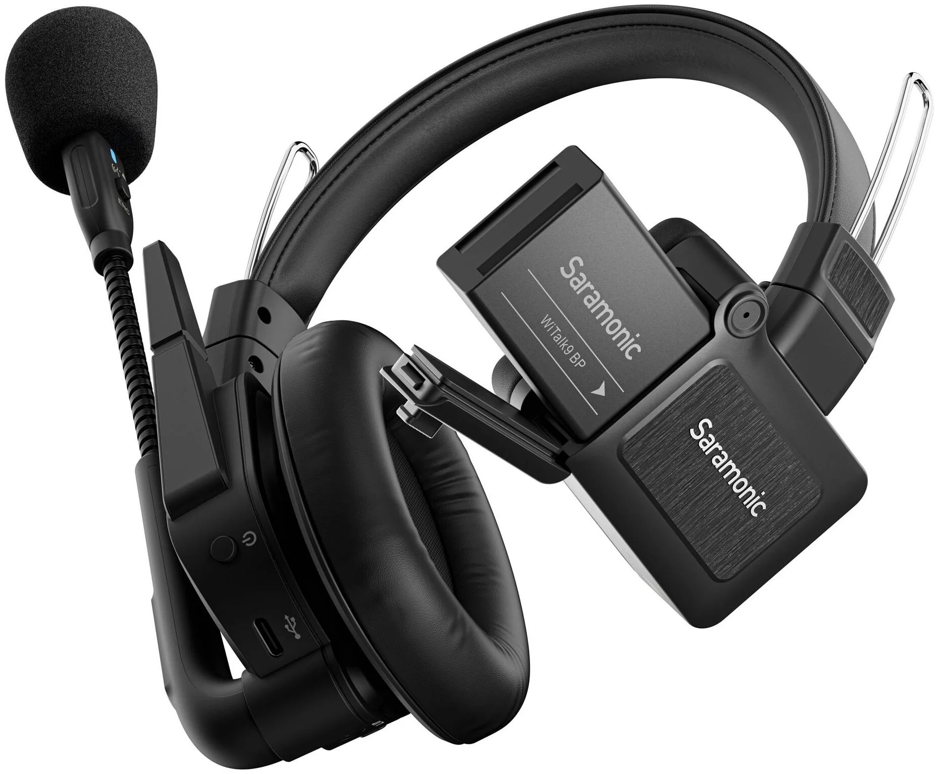 Solutie intercom completa Saramonic WiTalk9 WT9S18xbat, 9 pers, Full-Duplex, 1.9GHz, single-ear