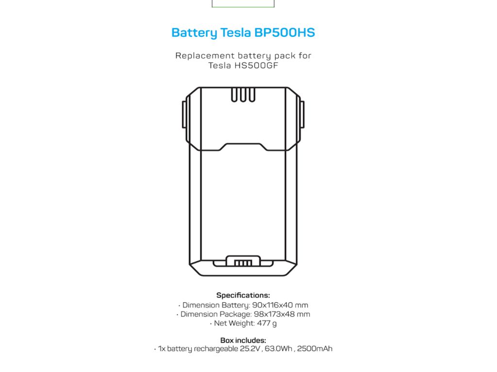 Baterie acumulator BP500HS, 25.9V, 2500mAh,pt. asp vertical Tesla HS500GF