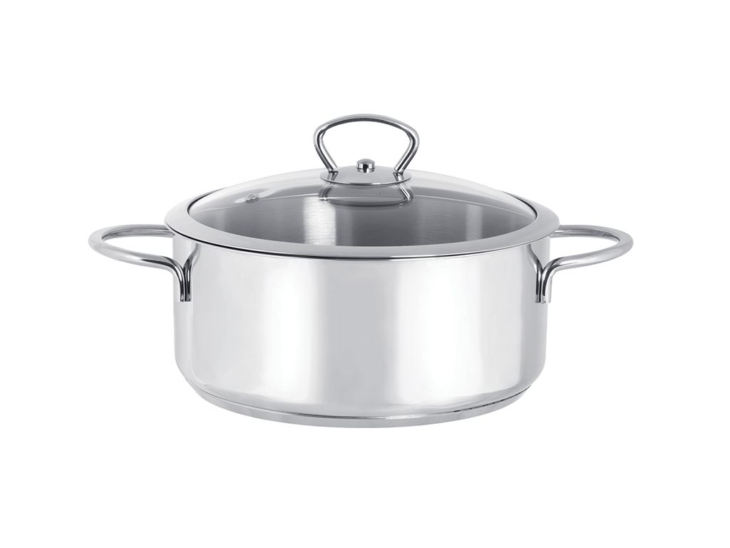 Cratita 1.4l cu capac din sticla Kulinaria Metalac inox/16cm/1.4l