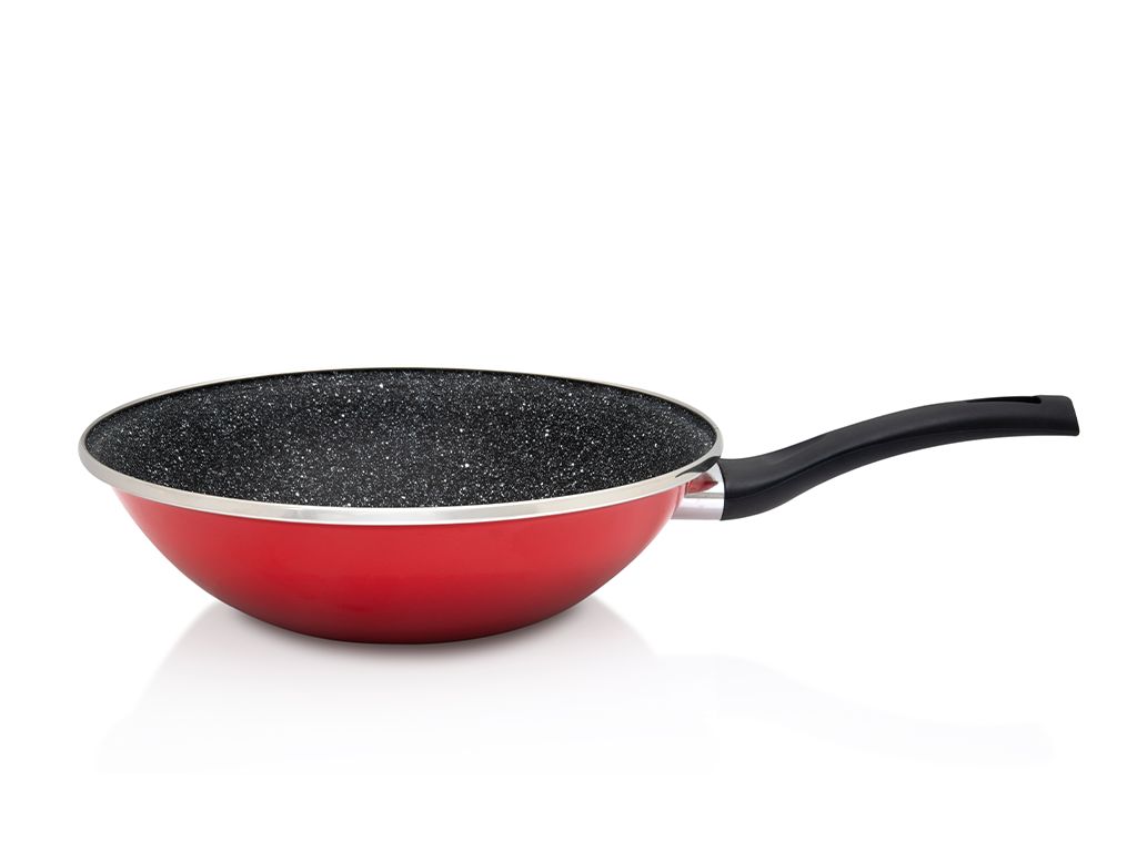 Wok 3.5l Granit Induction rosu Metalac email/28cm/3.5l
