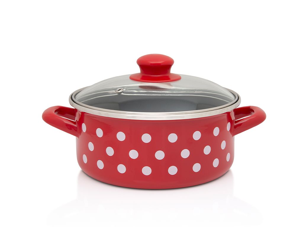 Cratita 2.2l cu capac din sticla Tufne Metalac email/18cm/2.2l