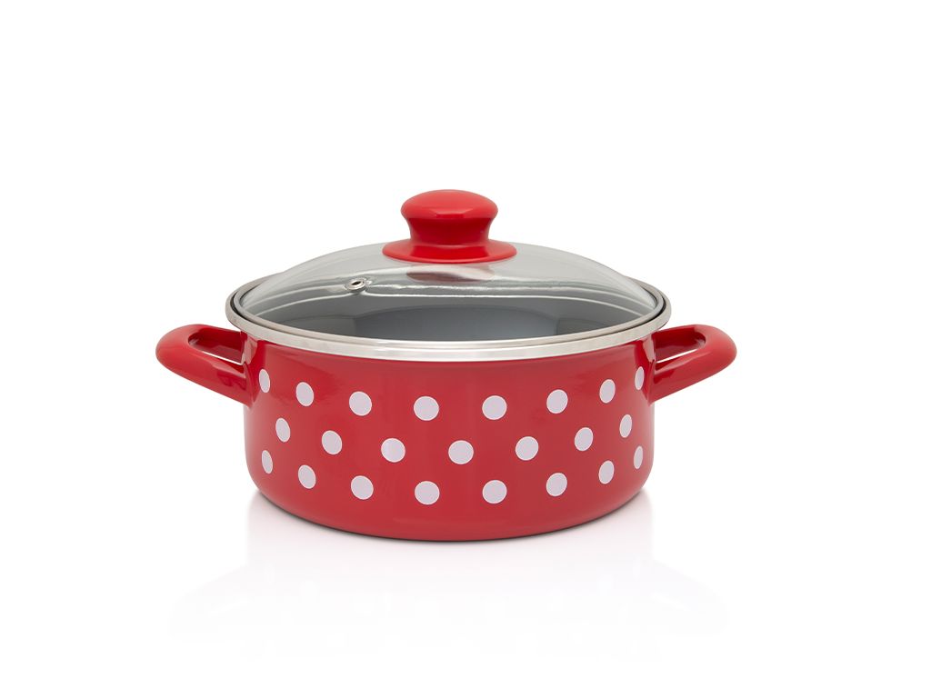 Cratita 2.75l cu capac din sticla Tufne Metalac email/20cm/2.75l