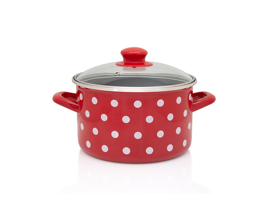 Oala 4l cu capac din sticla Tufne Metalac email/20cm/4l