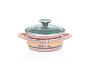 Cratita 1.5l cu capac din sticla Divan Dan Metalac email/16cm/1.5l