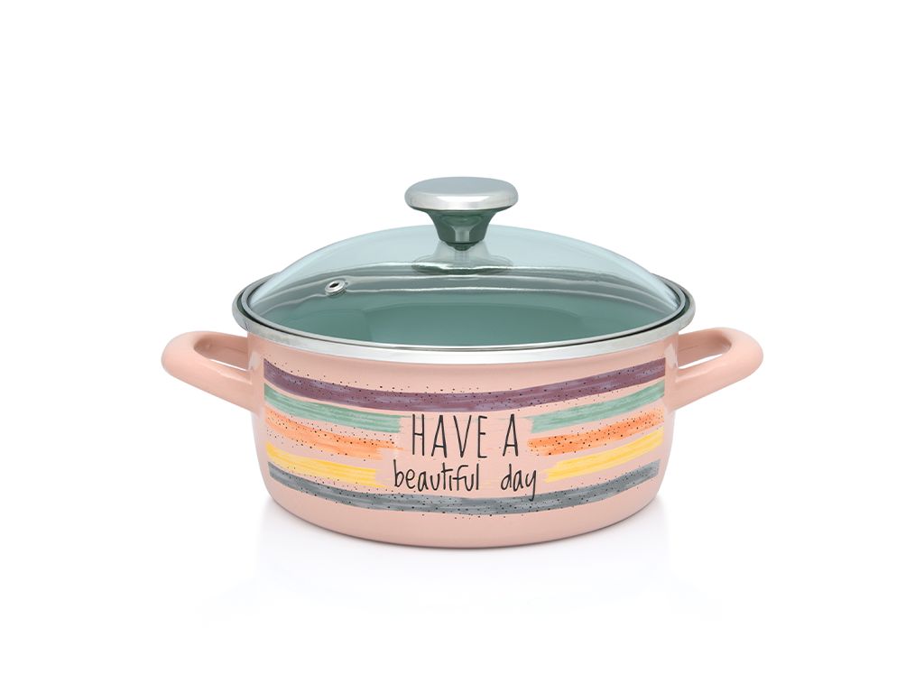 Cratita 2.75l capac din sticla Divan Dan Metalac email/20cm/2.75l