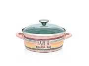 Cratita 3.5l cu capac din sticla Divan Dan Metalac email/22cm/3.5l