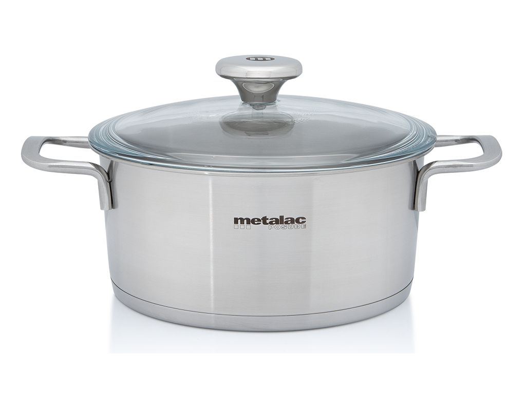 Cratita 2.6l cu capac din sticla Santino Metalac inox/20cm/2.6l
