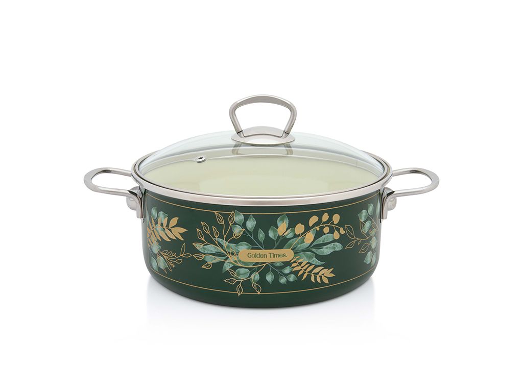 Cratita 4.75l cu capac sticla Golden Times Metalac email/24cm/4.75l
