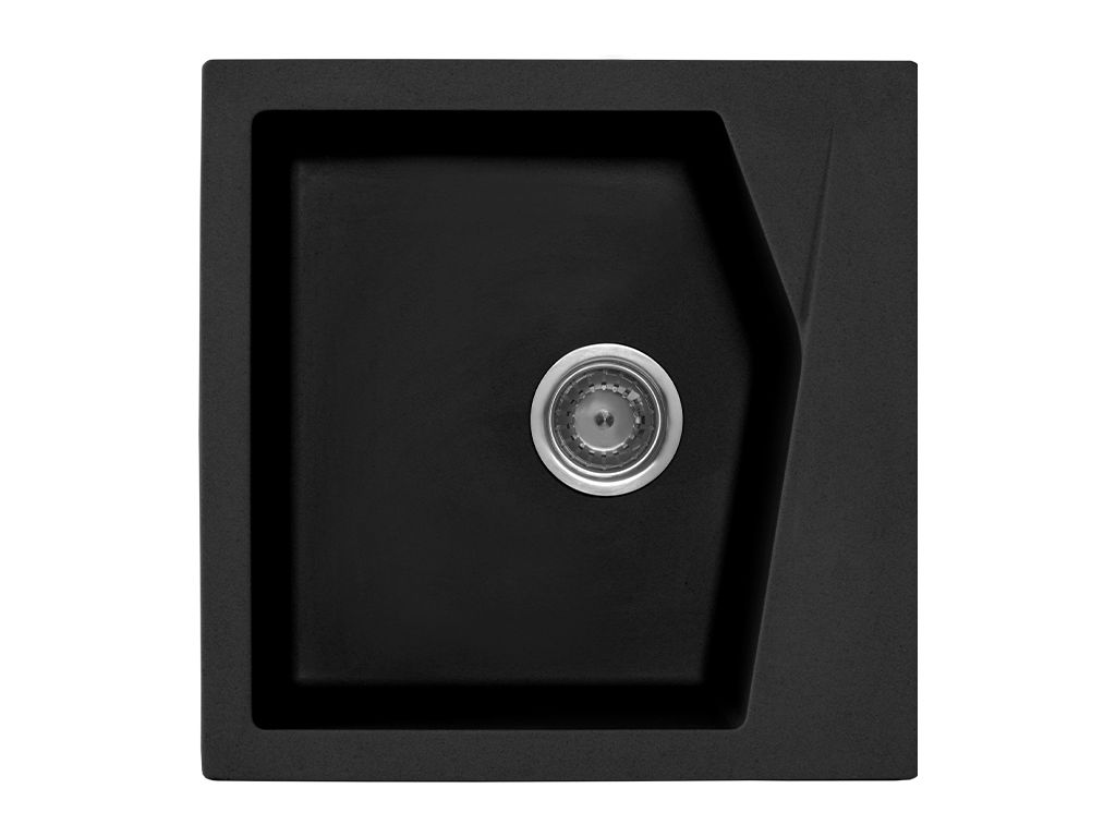 Chiuveta X Granit Linea 50 negru500 x 500 mm, sifon 90 mm, granit