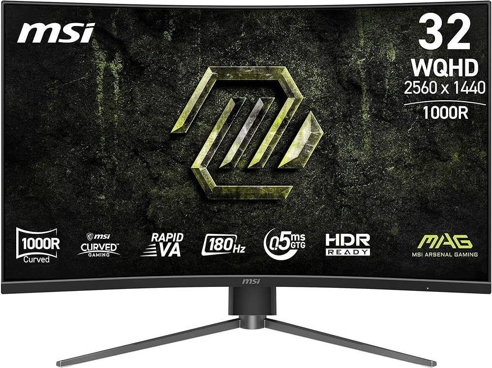 MSI MAG 325CQPF E18 31.5inch Gaming Curved Monitor VA WQHD 300cd/2 180Hz 0.5ms 2xHDMI DP
