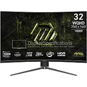 MSI MAG 325CQPF E18 31.5inch Gaming Curved Monitor VA WQHD 300cd/2 180Hz 0.5ms 2xHDMI DP