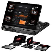 Laptop GPD Pocket 4 GPD-POCKET-4, 8 inch 2560 x 1600 Touchscreen, AMD 8840U (8 C / 16 T, 3.3 GHZ - 5.1 GHz, 16 MB cache, 28 W), 16 GB LPDDR5x, 1 TB SSD, AMD Radeon 780M Graphics, Windows 11, Tastatura English US, Graphite