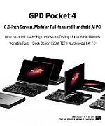 Laptop GPD Pocket 4 GPD-POCKET-4, 8 inch 2560 x 1600 Touchscreen, AMD 8840U (8 C / 16 T, 3.3 GHZ - 5.1 GHz, 16 MB cache, 28 W), 16 GB LPDDR5x, 1 TB SSD, AMD Radeon 780M Graphics, Windows 11, Tastatura English US, Graphite