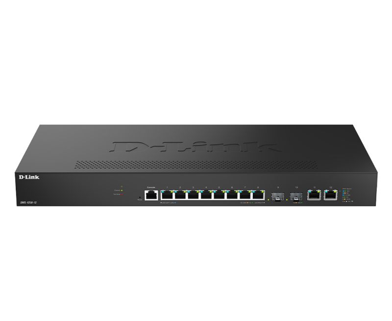 Switch D-Link 2.5Gigabit DMS-1250-10S, 8x RJ-45, 2x SFP+, 1x Console, 100/1000/2500 Mbps, compatibilitate 802.3u, 802.3ab, 802.3bz, 802.3ae, 802.3z, 802.3az, 802.3x, 802.1Q, 802.1